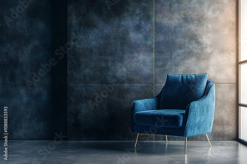 Striking Contemporary Blue Armchair in Modern Interior