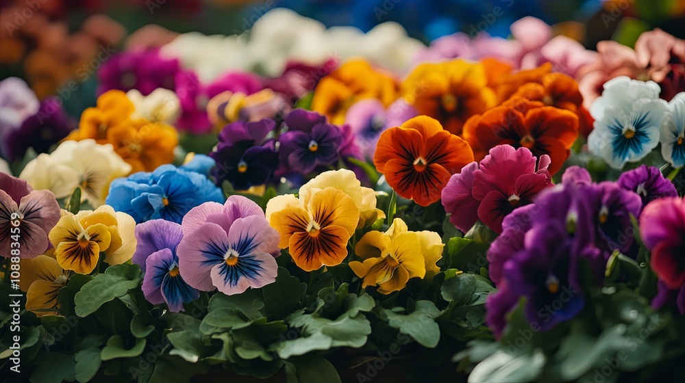 Vibrant Pansy Flowers in Full Bloom - Colorful Garden Photography Vibrant Pansy Flowers in Full Bloom - Colorful Garden Photography