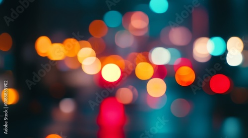 Abstract blurred city lights at night.