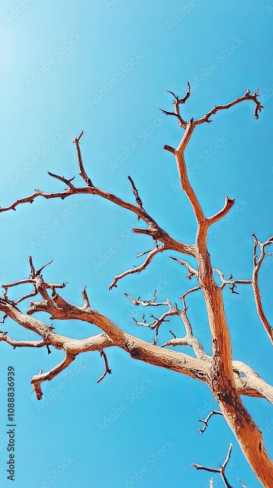 Fototapeta premium Bare Tree Branches Against a Blue Sky - Nature Photography
