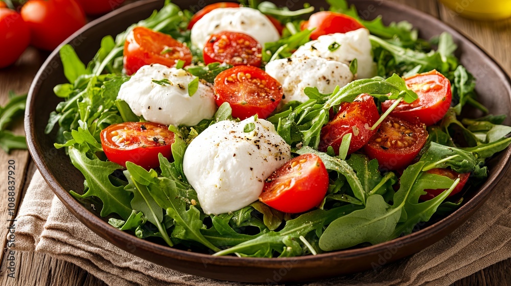 Arugula Salad with Cherry Tomatoes and Burrata Cheese Arugula Salad with Cherry Tomatoes and Burrata Cheese