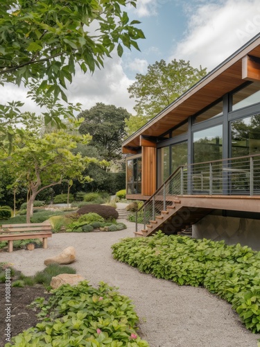 Modern Contemporary Home with Floor-to-Ceiling Windows and Beautiful Landscaping