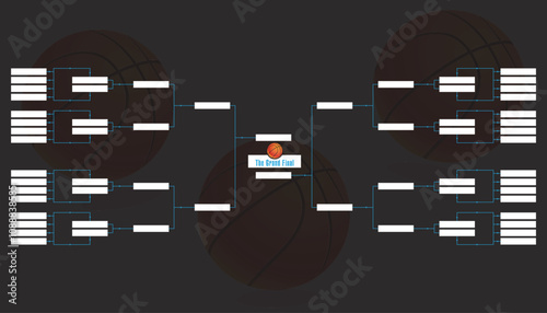 32 team tournament basketball tournament playoff bracket vector template