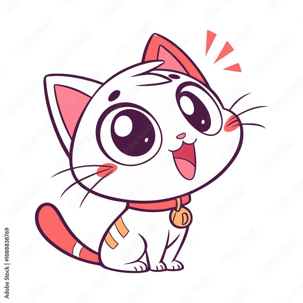a cute cat art with a white background a cute cat art with a white background