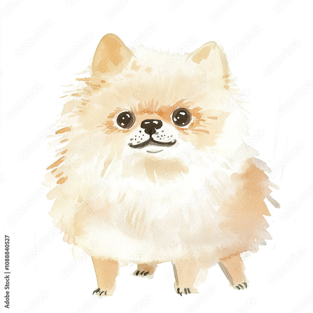 Pomeranian Dog Watercolor Cute And Creepy Dog Clip Art Illustration Pomeranian Dog Watercolor Cute And Creepy Dog Clip Art Illustration