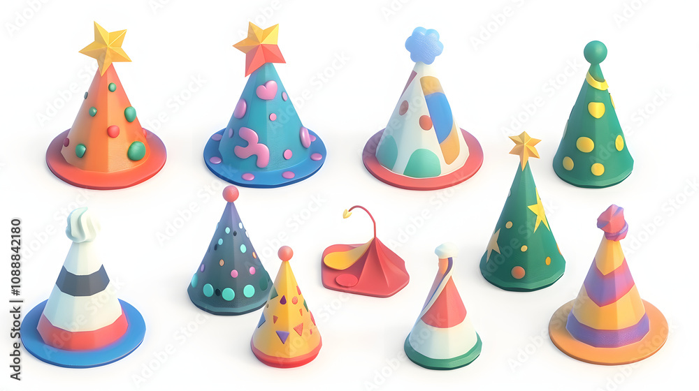 Party hats icon new year isometric Cartoon 3D Party hats icon new year isometric Cartoon 3D