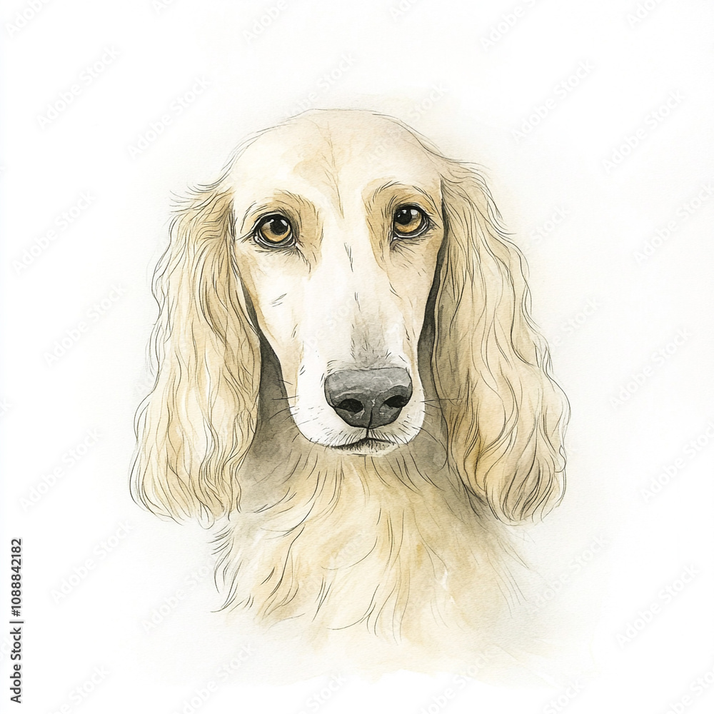 Afghan Hound Dog Watercolor: Cute And Creepy Dog Portrait Painting Afghan Hound Dog Watercolor: Cute And Creepy Dog Portrait Painting