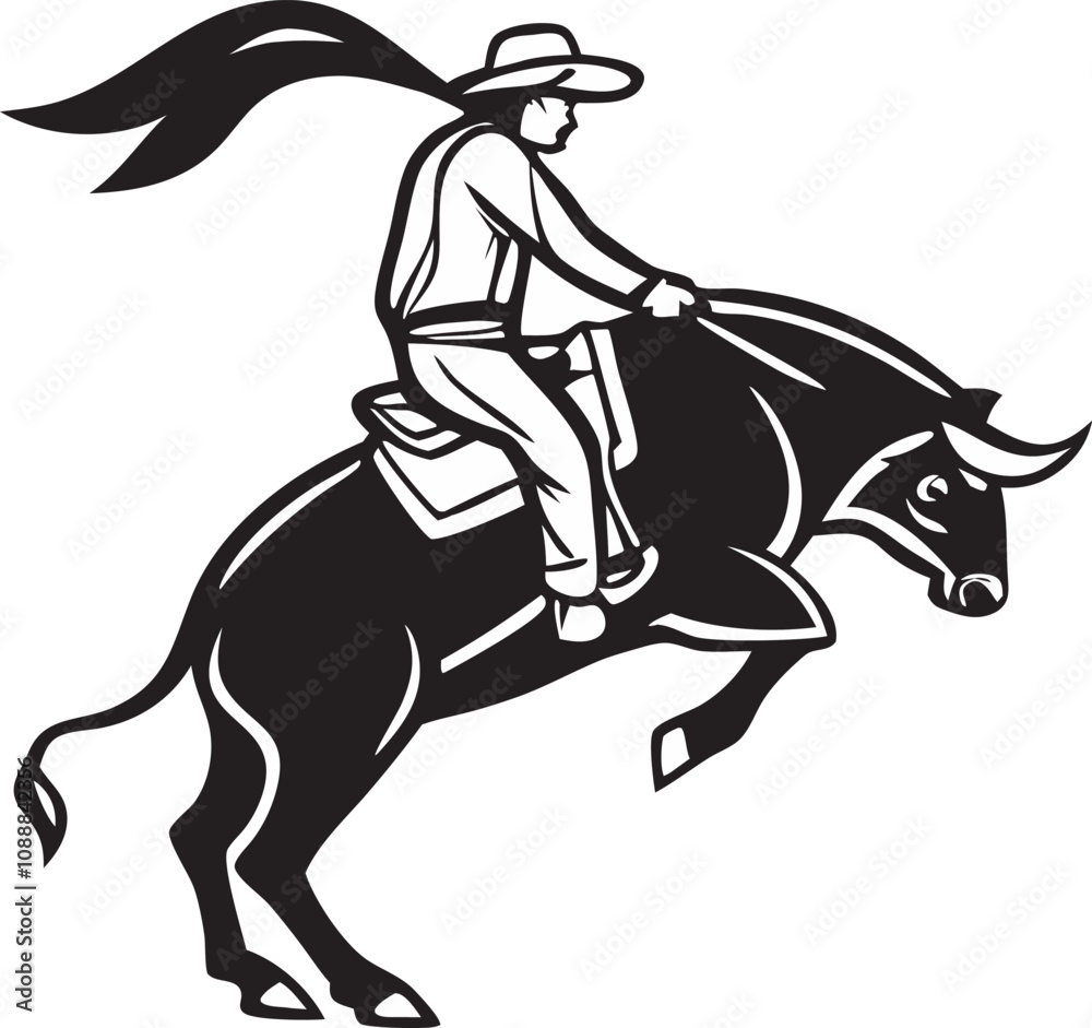 Gradient Hacker Logo - Rodeo Cowboy Riding Bull Gradient Hacker Logo - Rodeo Cowboy Riding Bull