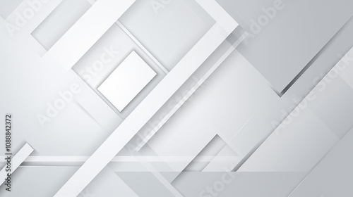 Modern white and light grey square overlapped pattern on background with shadow.