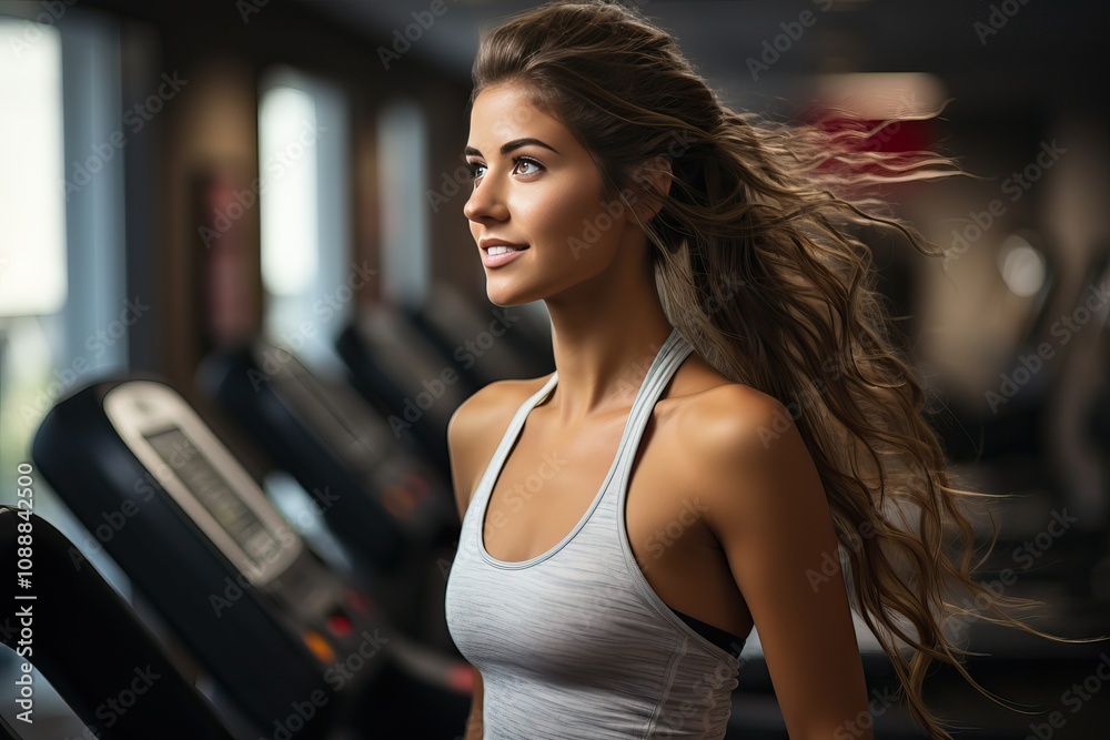 Portrait of a beautiful and athletic girl in a fitness gym. Portrait of a beautiful and athletic girl in a fitness gym.