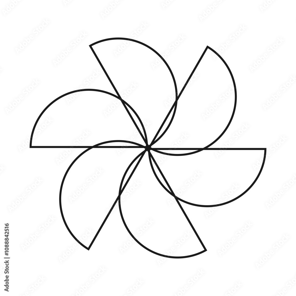 Six Rotating Hollow Semicircles Stroke Icon Six Rotating Hollow Semicircles Stroke Icon