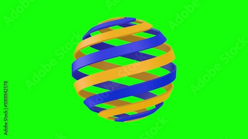 Spiral logo ball on green background. Isolated 3D illustration