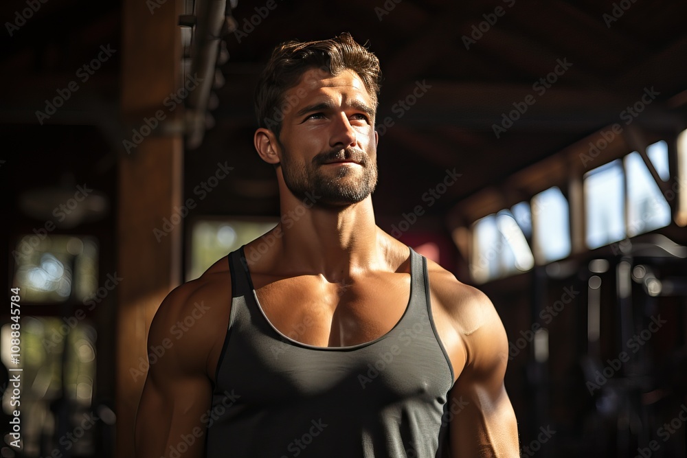 Portrait of a man in a fitness club. Portrait of a man in a fitness club.