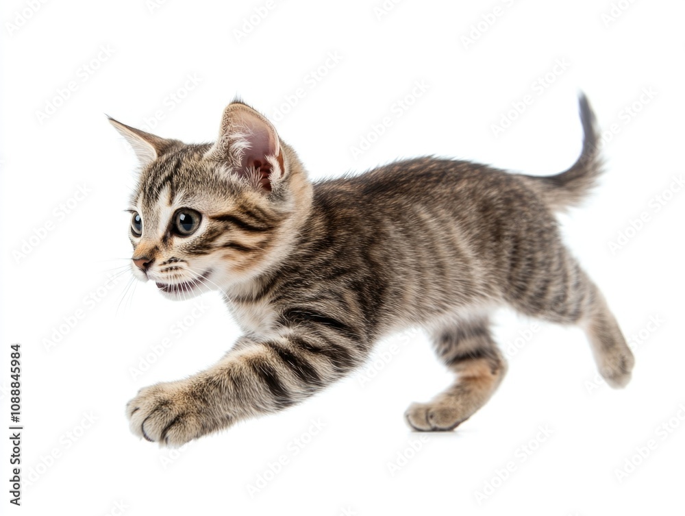 Cute kitten jumping in the air with joy. Cute kitten jumping in the air with joy.