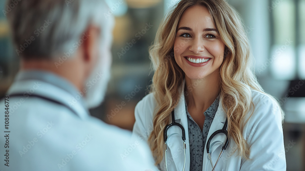 Smiling Elderly Doctor with his Young Assistant Smiling Elderly Doctor with his Young Assistant