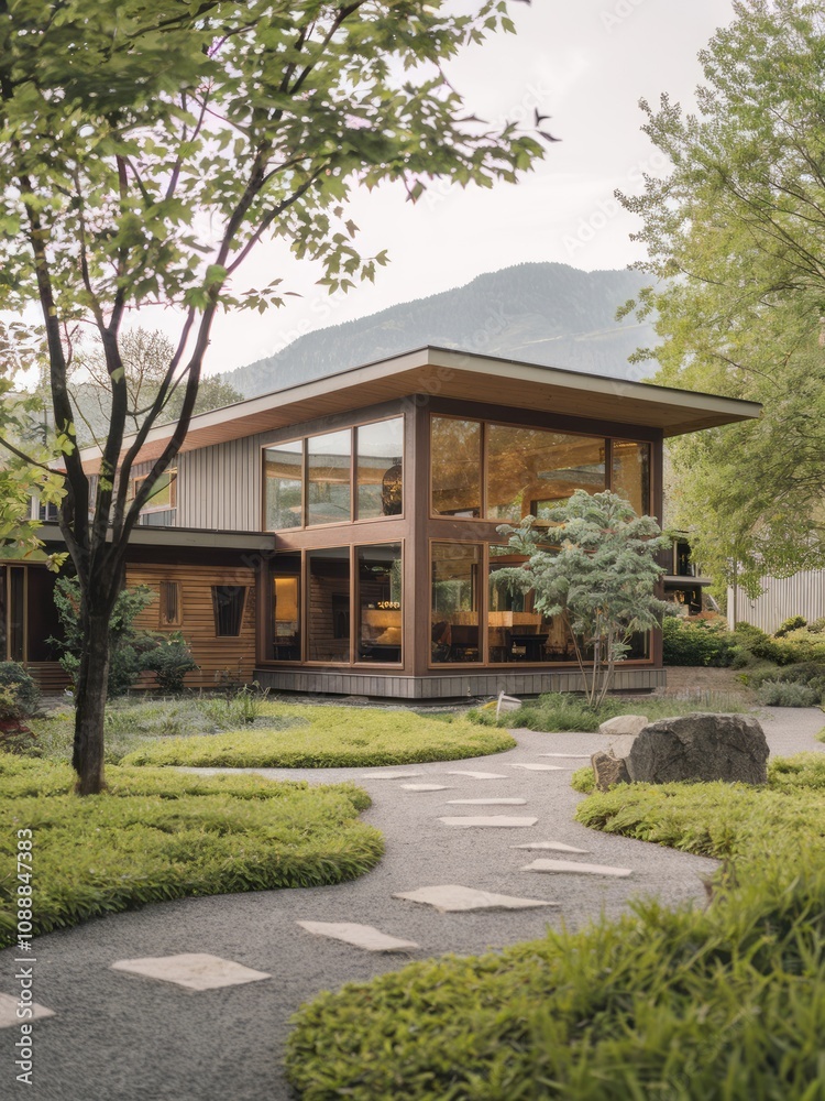 Modern Contemporary Home with Floor-to-Ceiling Windows and Beautiful Landscaping Modern Contemporary Home with Floor-to-Ceiling Windows and Beautiful Landscaping