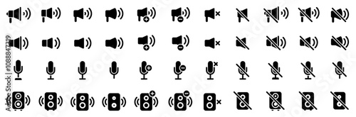 Set of speaker vector icon