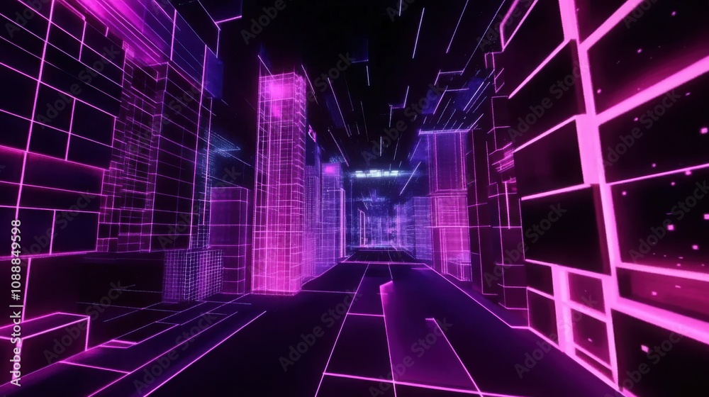 Neon futuristic cityscape scene. Generative AI Neon futuristic cityscape scene. Generative AI