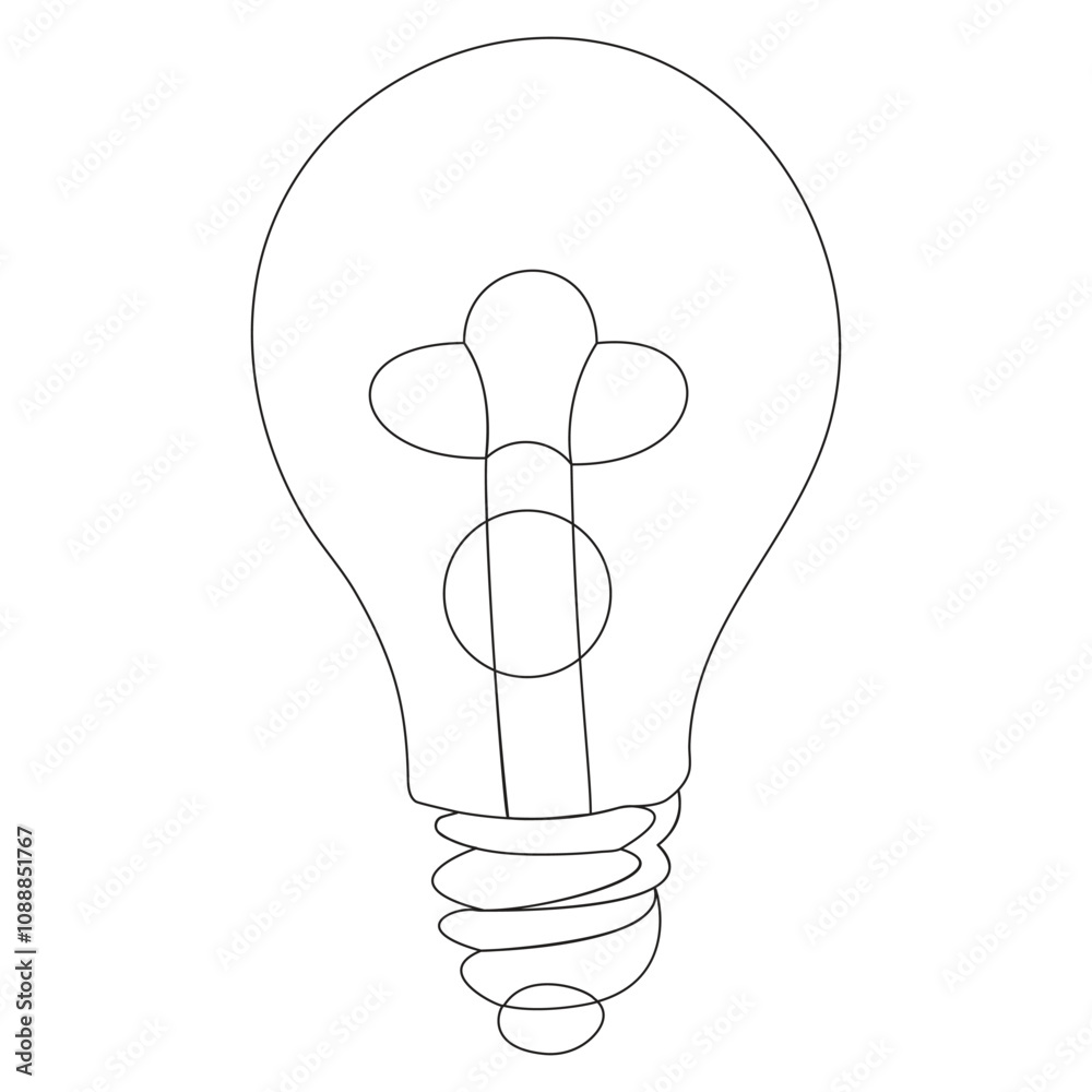 A handrawn Light continuous Single line art