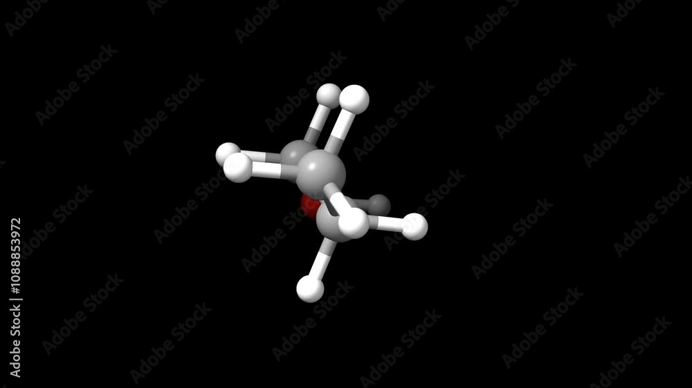 Structure of 1-propanol. Animated 3D ball-and-stick, surface, and space-filled models, black background. Structure of 1-propanol. Animated 3D ball-and-stick, surface, and space-filled models, black background.