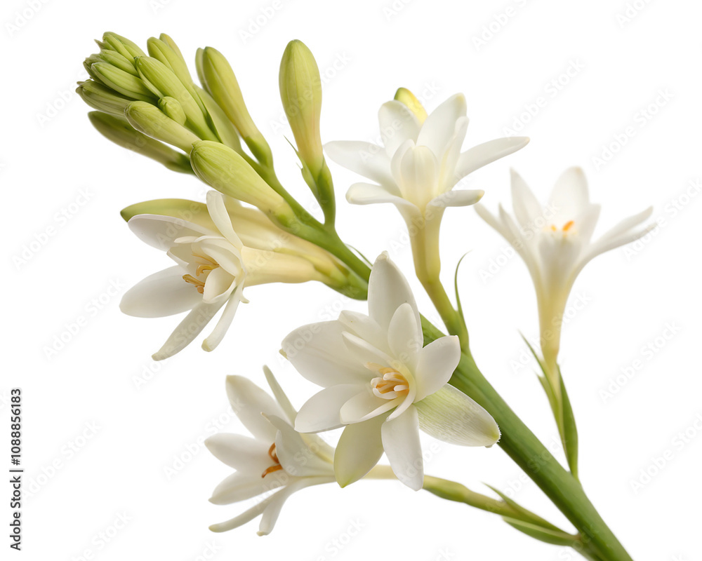 Fototapeta premium tube rose lily of the valley isolated on white