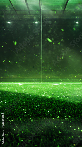 soccer field, dark banner, joyful, luxurious and in a high-class atmosphere