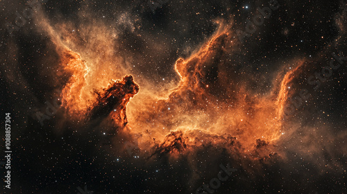 Celestial Scene: Nebulous Gas Clouds and Stellar Nurseries