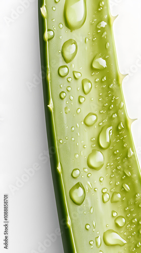 Aloe vera, close-up of water drops on leaves, fresh and natural background