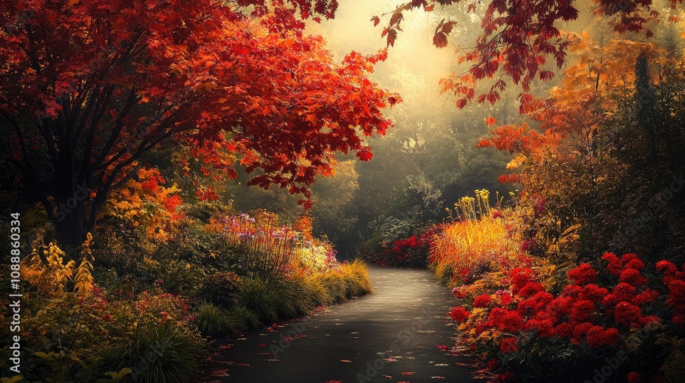 Serene Autumn Day at Butchart Gardens, Canada Serene Autumn Day at Butchart Gardens, Canada