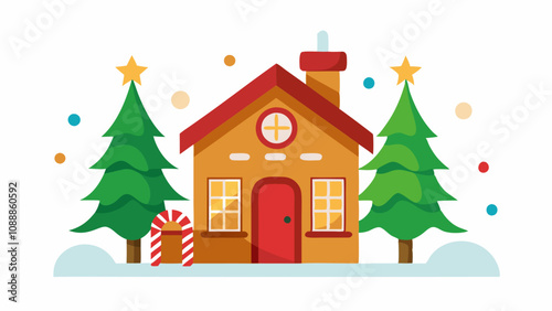 Christmas home vector illustration on white background