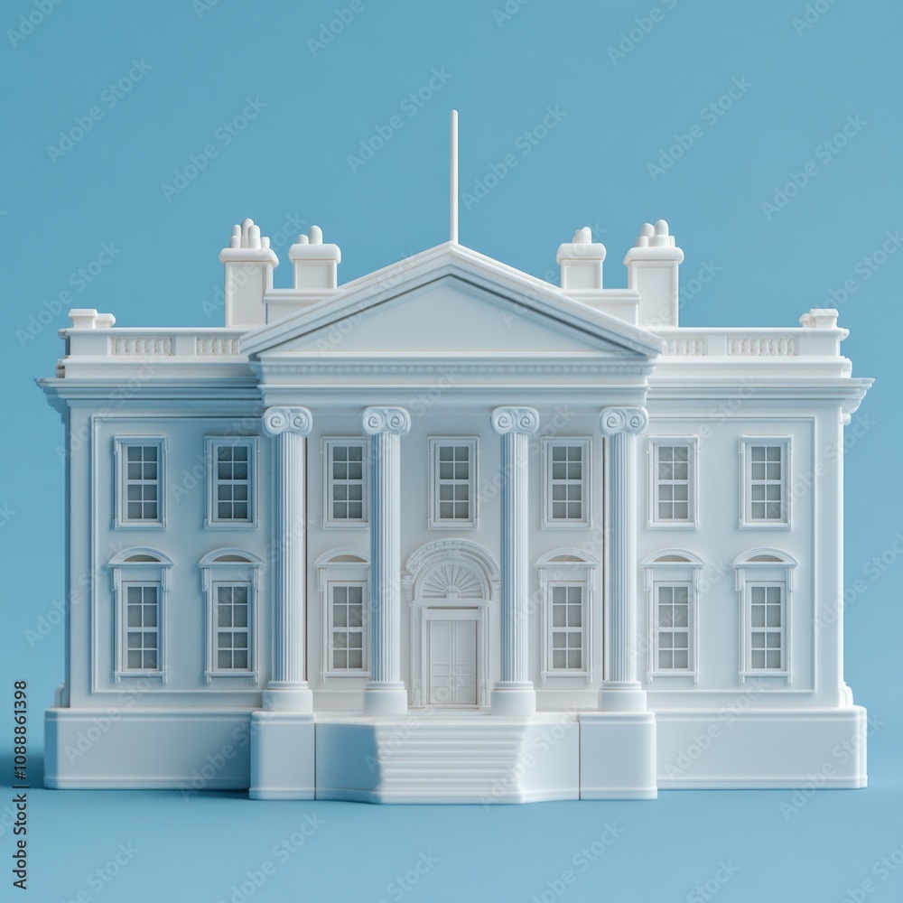Obraz premium Elegant White House Against Tranquil Blue Sky