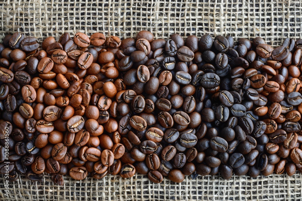 Arranged Coffee Beans Create a Unique Heat Map Design, Showcasing Various Roasting Levels from Light to Dark, Perfect for Coffee Enthusiasts Arranged Coffee Beans Create a Unique Heat Map Design, Showcasing Various Roasting Levels from Light to Dark, Perfect for Coffee Enthusiasts