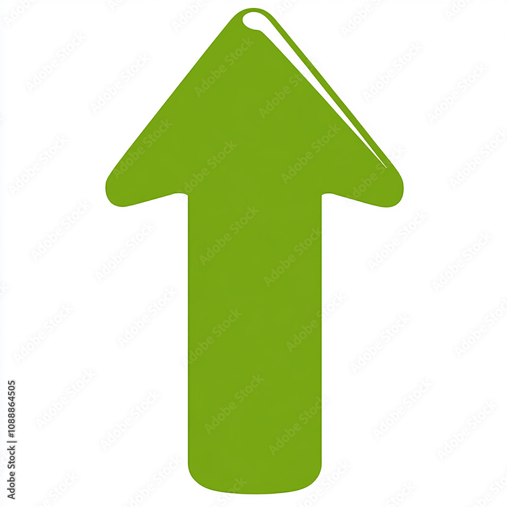 Green arrow pointing upwards on white background. Green arrow pointing upwards on white background.
