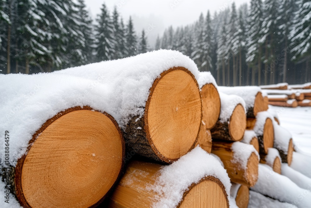 Neatly stacked freshly cut firewood, ready for use