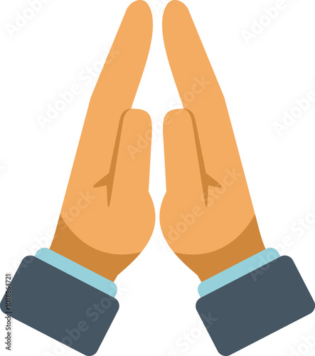 Businessman is praying with folded hands icon in flat style isolated on white background