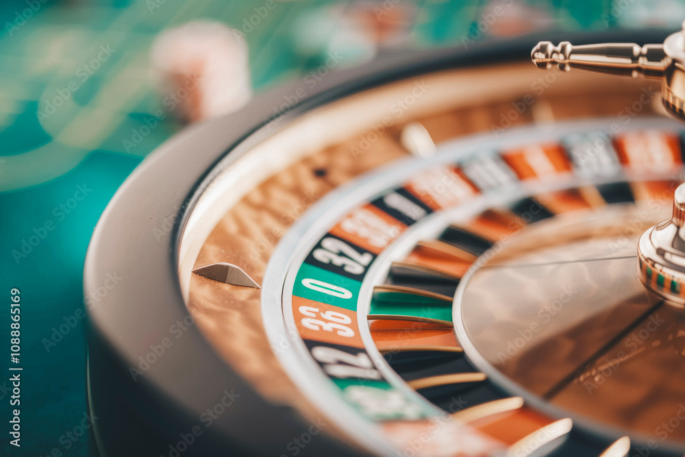 Close-up of Casino Roulette Wheel with Ball in Number 17 Slot Close-up of Casino Roulette Wheel with Ball in Number 17 Slot