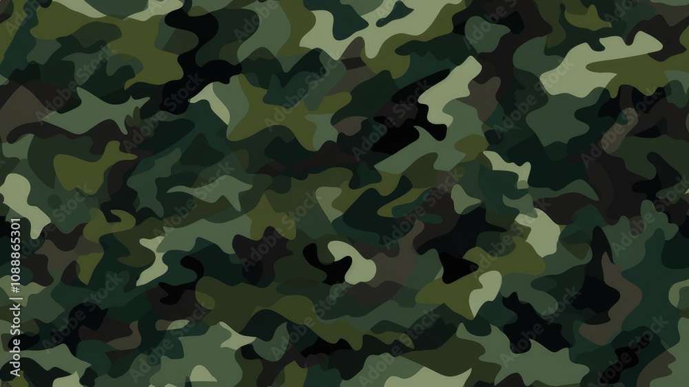Fototapeta premium Army camouflage background, classic seamless pattern, fabric texture.