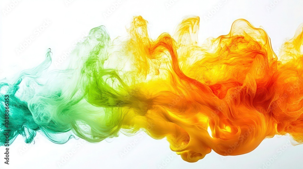 A dynamic mixture of bright pigments suspended in a fluid medium, transitioning from fiery orange to soft yellow and green. A dynamic mixture of bright pigments suspended in a fluid medium, transitioning from fiery orange to soft yellow and green.