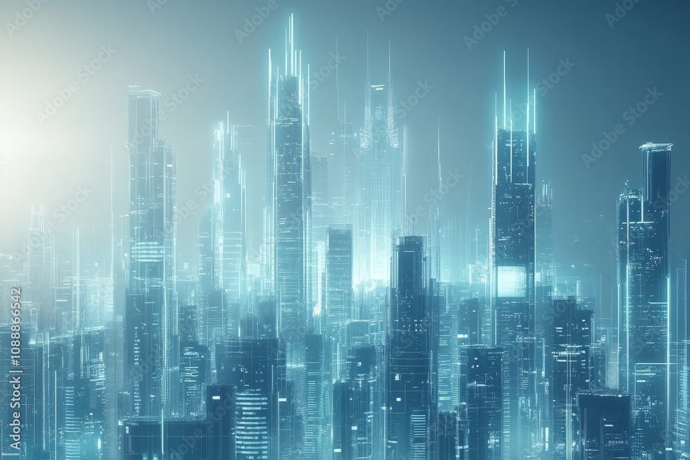 Futuristic cityscape digital technology inspired poster for web pages and presentations Futuristic cityscape digital technology inspired poster for web pages and presentations