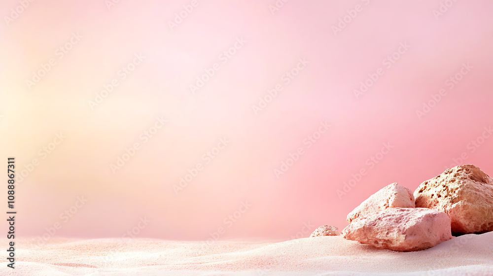 serene desert landscape featuring soft sand and pastel colored rocks, creating tranquil atmosphere. gentle hues evoke sense of calm and beauty serene desert landscape featuring soft sand and pastel colored rocks, creating tranquil atmosphere. gentle hues evoke sense of calm and beauty