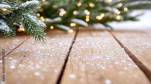 Festive Greenery and Pine Cones Framing a Cozy Wooden Background for Holiday Celebrations