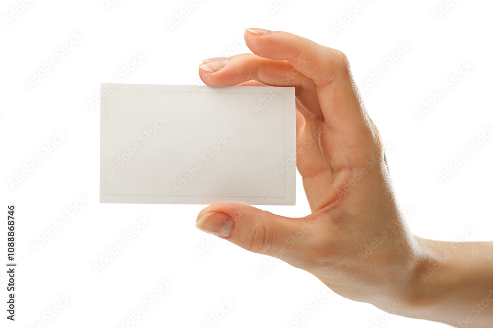 Obraz premium Blank card in female hand
