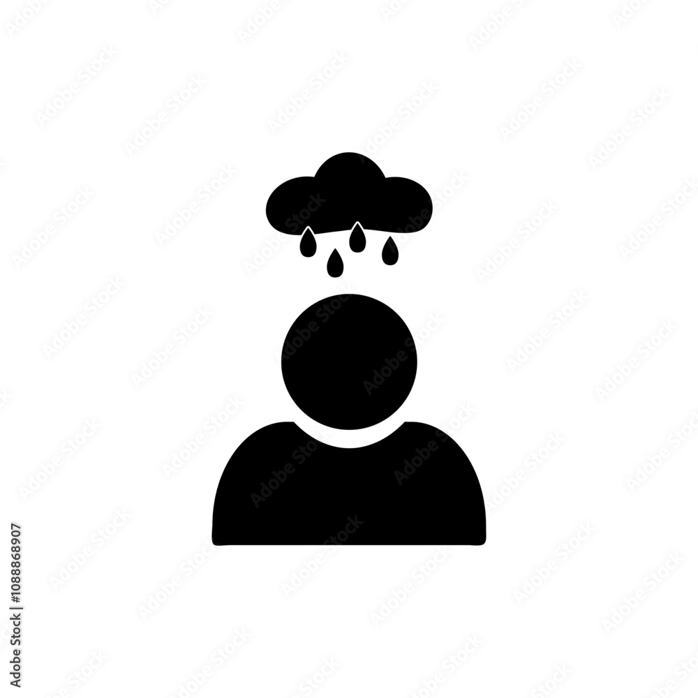 People profile with cry, bad mental health and mood icon isolated on white background . People profile with cry, bad mental health and mood icon isolated on white background .
