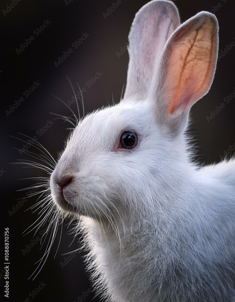 beautiful white bunny, detail of the face, AI generated beautiful white bunny, detail of the face, AI generated
