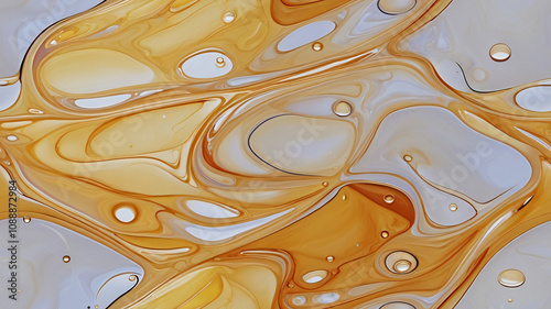 Golden yellow oil bubbles texture. Background for banner, backdrop or texture for 3D mapping