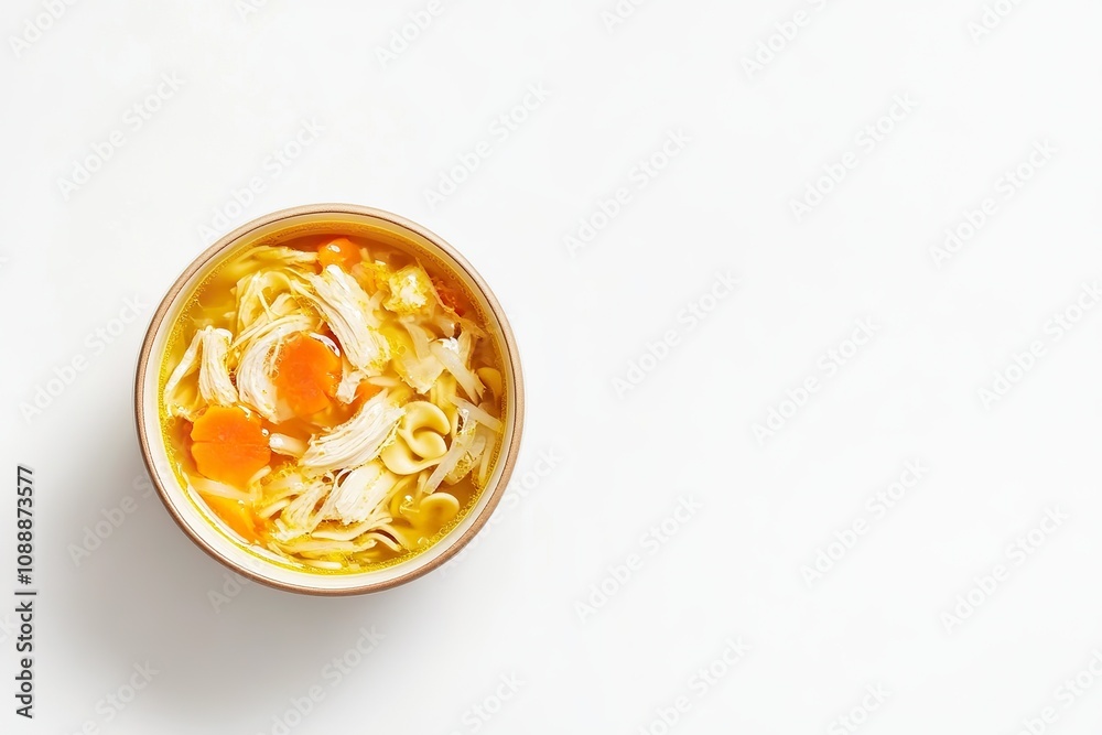 chicken noodle soup , cold and flu fighting soup isolated on a white background. chicken noodle soup , cold and flu fighting soup isolated on a white background.