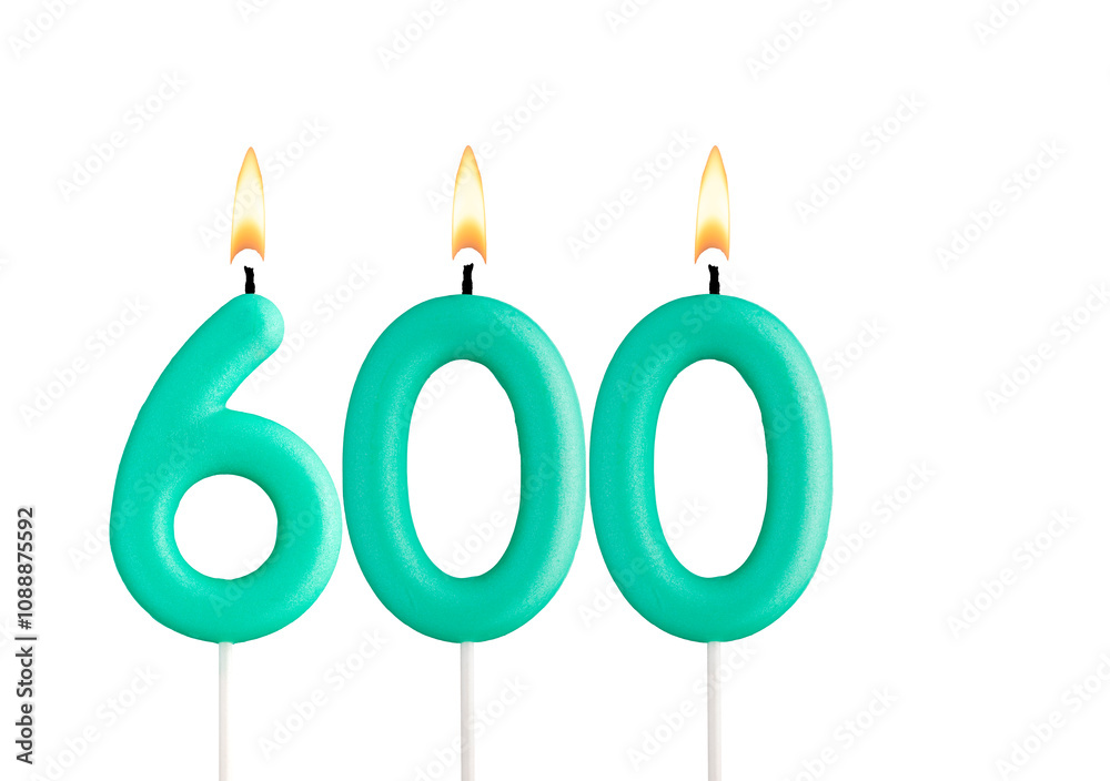 Green candles forming the number 600 - Number of views, views or followers. Green candles forming the number 600 - Number of views, views or followers.