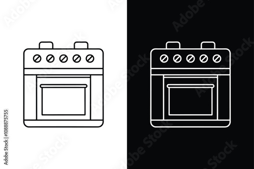 Microwave oven line art icon on White Background Vector Art Illustration on white background.	