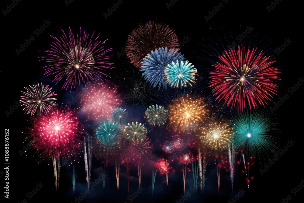 Fireworks celebration black background illuminated. Fireworks celebration black background illuminated.