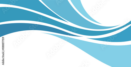 Abstract blue illustration on white background. Vector pattern. Art line ornament. Water Wave Logo abstract design